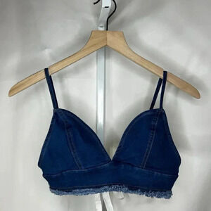 2/$30 Better Be Size Small Denim Halter Top Crop Festival Concert Summer